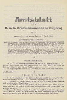 Amtsblatt des K. u. K. Kreiskommandos in Biłgoraj. 1916, no 4