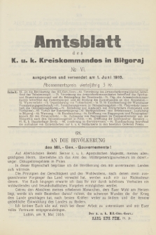 Amtsblatt des K. u. K. Kreiskommandos in Biłgoraj. 1916, no 6