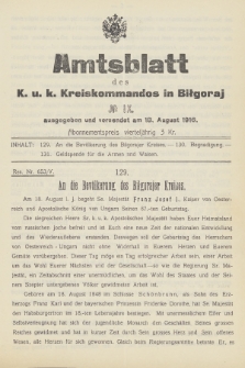 Amtsblatt des K. u. K. Kreiskommandos in Biłgoraj. 1916, no 9