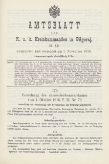 Amtsblatt des K. u. K. Kreiskommandos in Biłgoraj. 1916, no 12