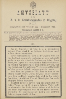 Amtsblatt des K. u. K. Kreiskommandos in Biłgoraj. 1916, no 14
