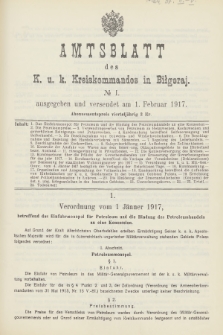 Amtsblatt des K. u. K. Kreiskommandos in Biłgoraj. 1917, no 1