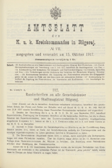 Amtsblatt des K. u. K. Kreiskommandos in Biłgoraj. 1917, no 7
