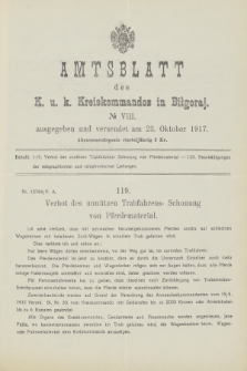 Amtsblatt des K. u. K. Kreiskommandos in Biłgoraj. 1917, no 8