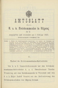 Amtsblatt des K. u. K. Kreiskommandos in Biłgoraj. 1918, no 2