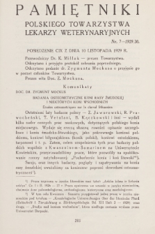 Pamiętniki Polskiego Towarzystwa Lekarzy Weterynaryjnych. R.21, 1929/30, nr 7