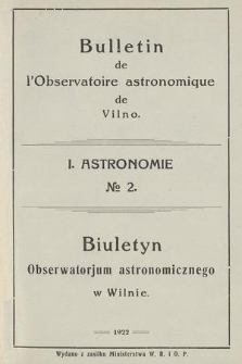 Bulletin de l'Observatoire Astronomique de Vilno. 1922, No 2