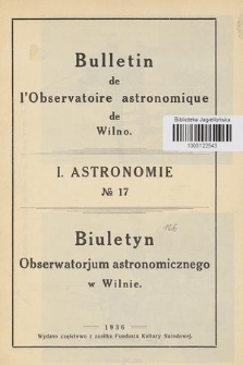 Bulletin de l'Observatoire Astronomique de Wilno. 1936, No 17