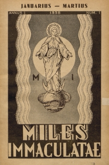 Miles Immaculatae. Annus 1, 1938, nr 1