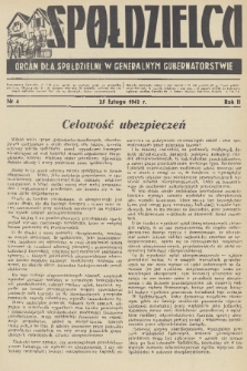 Spółdzielca : organ dla Spółdzielni w Generalnym Gubernatorstwie. R. 2, 1942, nr 4