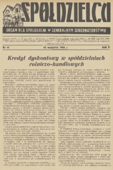 Spółdzielca : organ dla Spółdzielni w Generalnym Gubernatorstwie. R. 2, 1942, nr 17