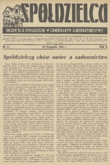 Spółdzielca : organ dla Spółdzielni w Generalnym Gubernatorstwie. R. 2, 1942, nr 21