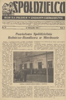 Spółdzielca : organ dla Spółdzielni w Generalnym Gubernatorstwie. R. 2, 1942, nr 22