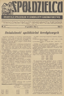Spółdzielca : organ dla Spółdzielni w Generalnym Gubernatorstwie. R. 2, 1942, nr 23