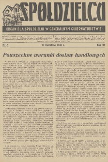 Spółdzielca : organ dla Spółdzielni w Generalnym Gubernatorstwie. R. 3, 1943, nr 7