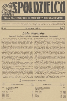 Spółdzielca : organ dla Spółdzielni w Generalnym Gubernatorstwie. R. 3, 1943, nr 12