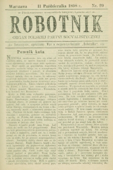 Robotnik : organ Polskiej Partyi Socyalistycznej. 1898, nr 29 (11 października) + dod.