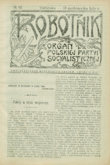 Robotnik : organ Polskiej Partyi Socyalistycznej. 1905, № 63 (19 października)