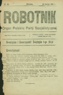 Robotnik : organ Polskiej Partji Socjalistycznej. 1906, nr 89 (28 kwietnia)