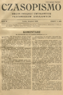 Czasopismo : organ Związku Pracowników Kolejowych z Wykształceniem Średniem. R. 4, 1928, z. 8