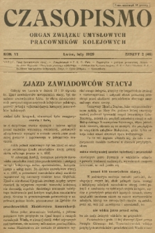 Czasopismo : organ Związku Pracowników Kolejowych z Wykształceniem Średniem. R. 6 [i.e 5], 1929, z. 2