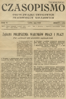 Czasopismo : organ Związku Pracowników Kolejowych z Wykształceniem Średniem. R. 6 [i.e 5], 1929, z. 5