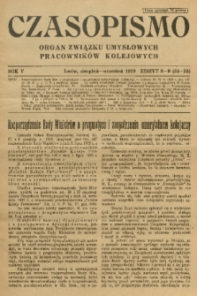 Czasopismo : organ Związku Pracowników Kolejowych z Wykształceniem Średniem. R. 6 [i.e 5], 1929, z. 8-9