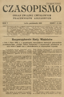 Czasopismo : organ Związku Pracowników Kolejowych z Wykształceniem Średniem. R. 6 [i.e 5], 1929, z. 10