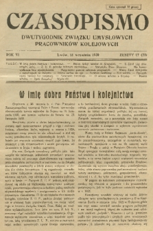 Czasopismo : dwutygodnik Związku Umysłowych Pracowników Kolejowych. R. 6, 1930, z. 17