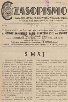 Czasopismo Związku Umysł. Pracowników Kolejowych : organ Ligi Słowiańskich Urzędników Kolejowych. R. 13, 1937, nr 5