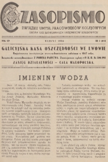 Czasopismo Związku Umysł. Pracowników Kolejowych : organ Ligi Słowiańskich Urzędników Kolejowych. R. 14, 1938, nr 3