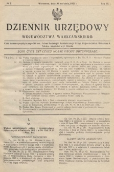 Dziennik Urzędowy Województwa Warszawskiego. 1922, nr 5