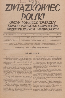 Związkowiec Polski : organ Polskiego Związku Zawodowego Pracowników Przemysłowych i Handlowych. R.6, 1926, No 17 i 18 (136 i 137)