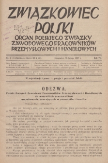Związkowiec Polski : organ Polskiego Związku Zawodowego Pracowników Przemysłowych i Handlowych. R.7, 1927, Nr 3 i 4 (140 i 141)