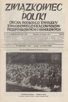 Związkowiec Polski : organ Polskiego Związku Zawodowego Pracowników Przemysłowych i Handlowych. R.9, 1929, Nr 15-16 (200-201)