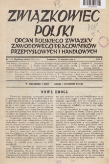 Związkowiec Polski : organ Polskiego Związku Zawodowego Pracowników Przemysłowych i Handlowych. R.10, 1930, Nr 1-2 (210-211)