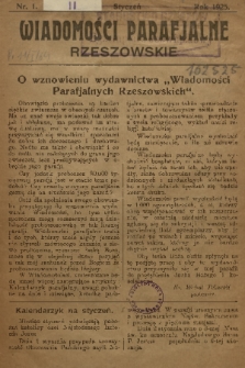 Wiadomości Parafjalne Rzeszowskie. 1925, nr 1
