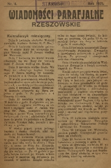Wiadomości Parafjalne Rzeszowskie. 1925, nr 4