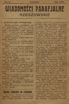 Wiadomości Parafjalne Rzeszowskie. 1925, nr 6