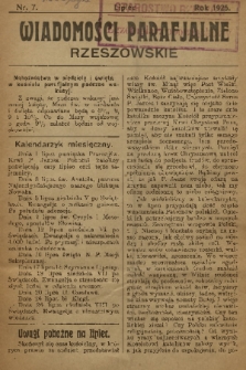 Wiadomości Parafjalne Rzeszowskie. 1925, nr 7