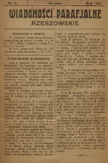 Wiadomości Parafjalne Rzeszowskie. 1925, nr 8