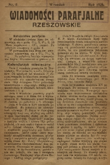 Wiadomości Parafjalne Rzeszowskie. 1925, nr 9