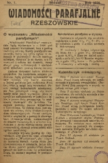 Wiadomości Parafjalne Rzeszowskie. 1926, nr 1