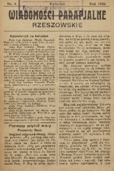 Wiadomości Parafjalne Rzeszowskie. 1926, nr 4