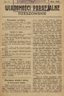 Wiadomości Parafjalne Rzeszowskie. 1926, nr 5