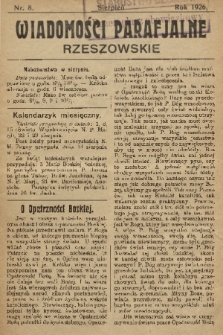Wiadomości Parafjalne Rzeszowskie. 1926, nr 8
