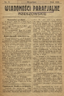 Wiadomości Parafjalne Rzeszowskie. 1926, nr 9