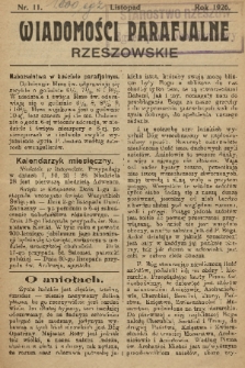 Wiadomości Parafjalne Rzeszowskie. 1926, nr 11