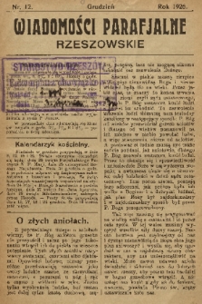 Wiadomości Parafjalne Rzeszowskie. 1926, nr 12