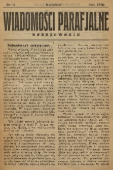 Wiadomości Parafjalne Rzeszowskie. 1928, nr 4